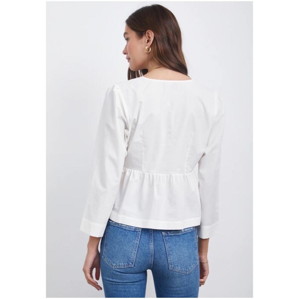 NWT Rails‎ Noella Top White Poplin Cotton Blend Size Medium - Picture 3 of 9